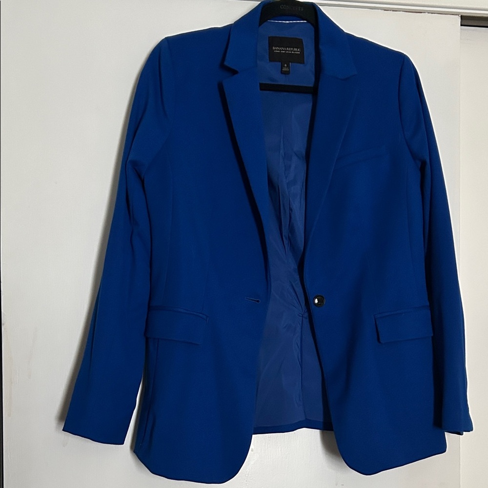 Banana Republic Long and Lean Cobalt Blue Blazer